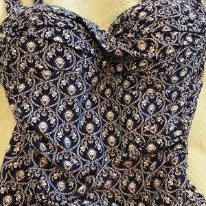 Blue and white swim suit